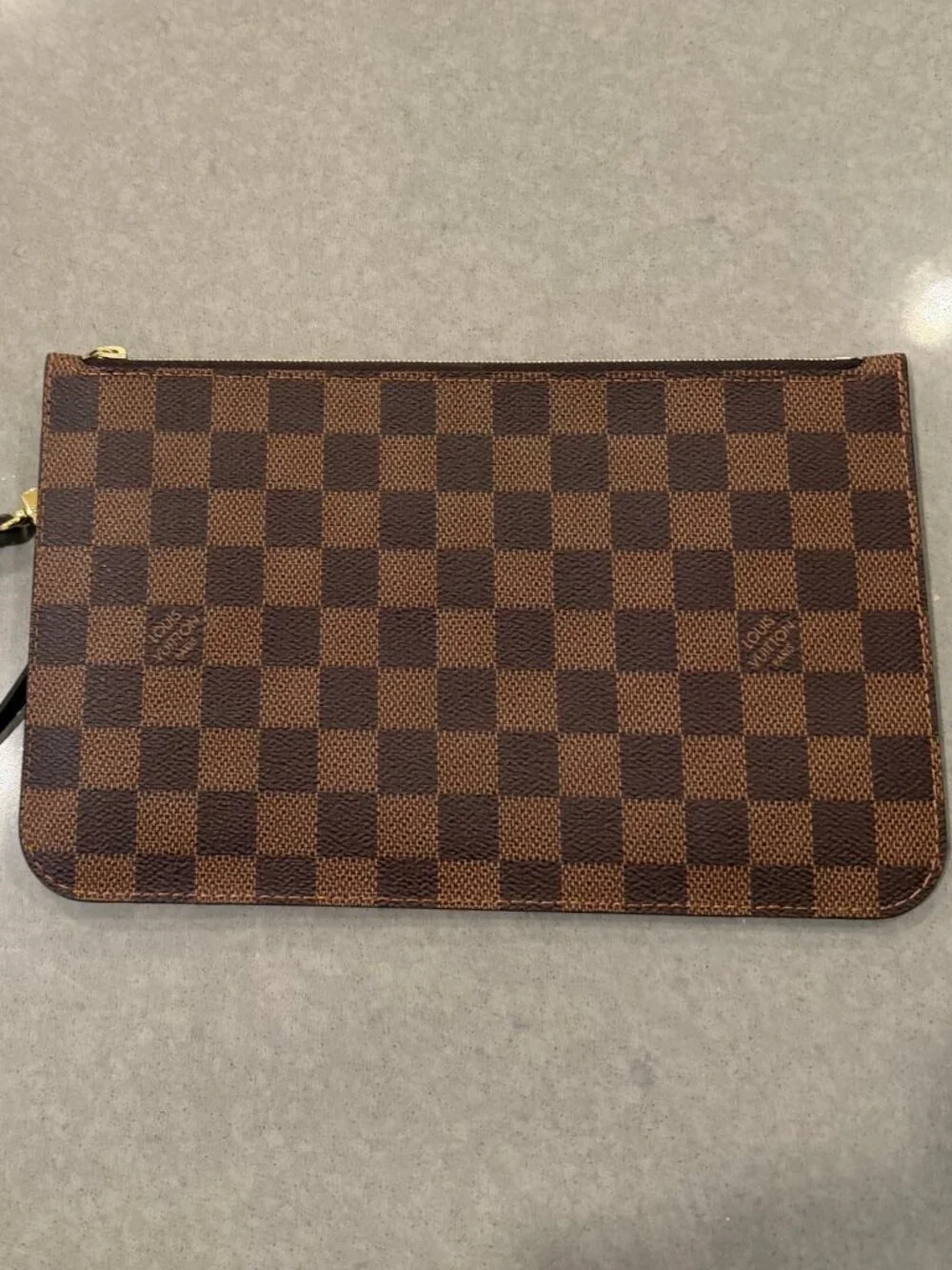 Louis Vuitton Neverfull Pochette (Damier Ebene / Cerise) – Never Used